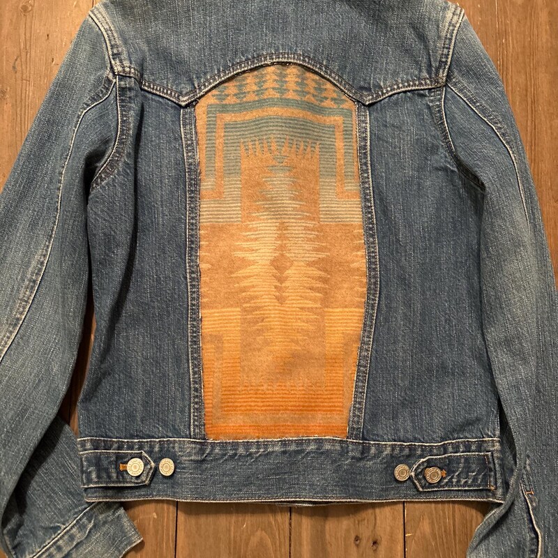 PENDLETON stiched detail leather jacket