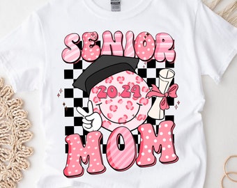 Senior Mom PNG, Proud Mom, Groovy Retro Mom Sublimation Design Senior 2024 Png, Class of 2024 Graduate, Graduation Digital Downloads