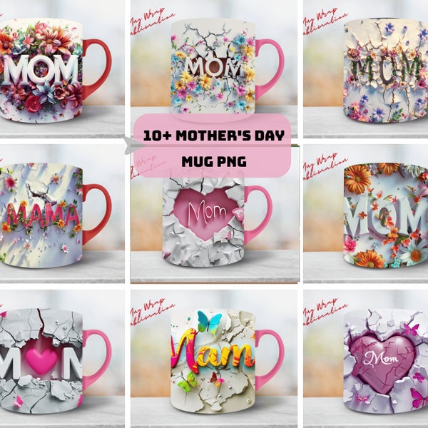 Mom Mug Wrap Bundle Floral Mug PNG Sublimation Designs 11oz Floral Mom Life Mug Wrap Bundle Mother's Day Coffee Cup DIgital Download