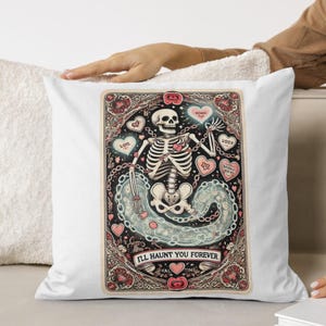 I'll Haunt You Forever - Gothic Skeleton Valentine Tarot Card PNG