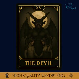 The Devil Tarot Card PNG • Gothic Dark Art Digital Download • Occult Printable Tarot Wall Decor • Shadow Work Tarot.