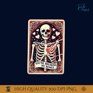 Carta del Tarot de San Valentín con esqueleto SVG, La pareja de calaveras de amantes PNG, Rompiendo mis huesos.