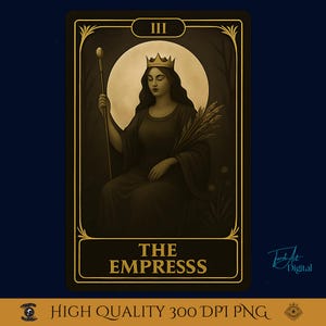 Carta del Tarot La Emperatriz – Arte digital de brujas de Samhain, Divinidad Femenina Imprimible, Arcanos Mayores III, Decoración de pared de la Diosa del Otoño.