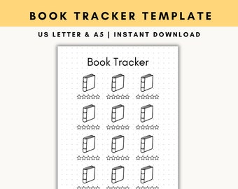 Book Tracker Bullet Journal Printable, Book Log Journal, Reading List Tracker Template, A5 Inserts, Bullet Journal Pages, Reading Journal