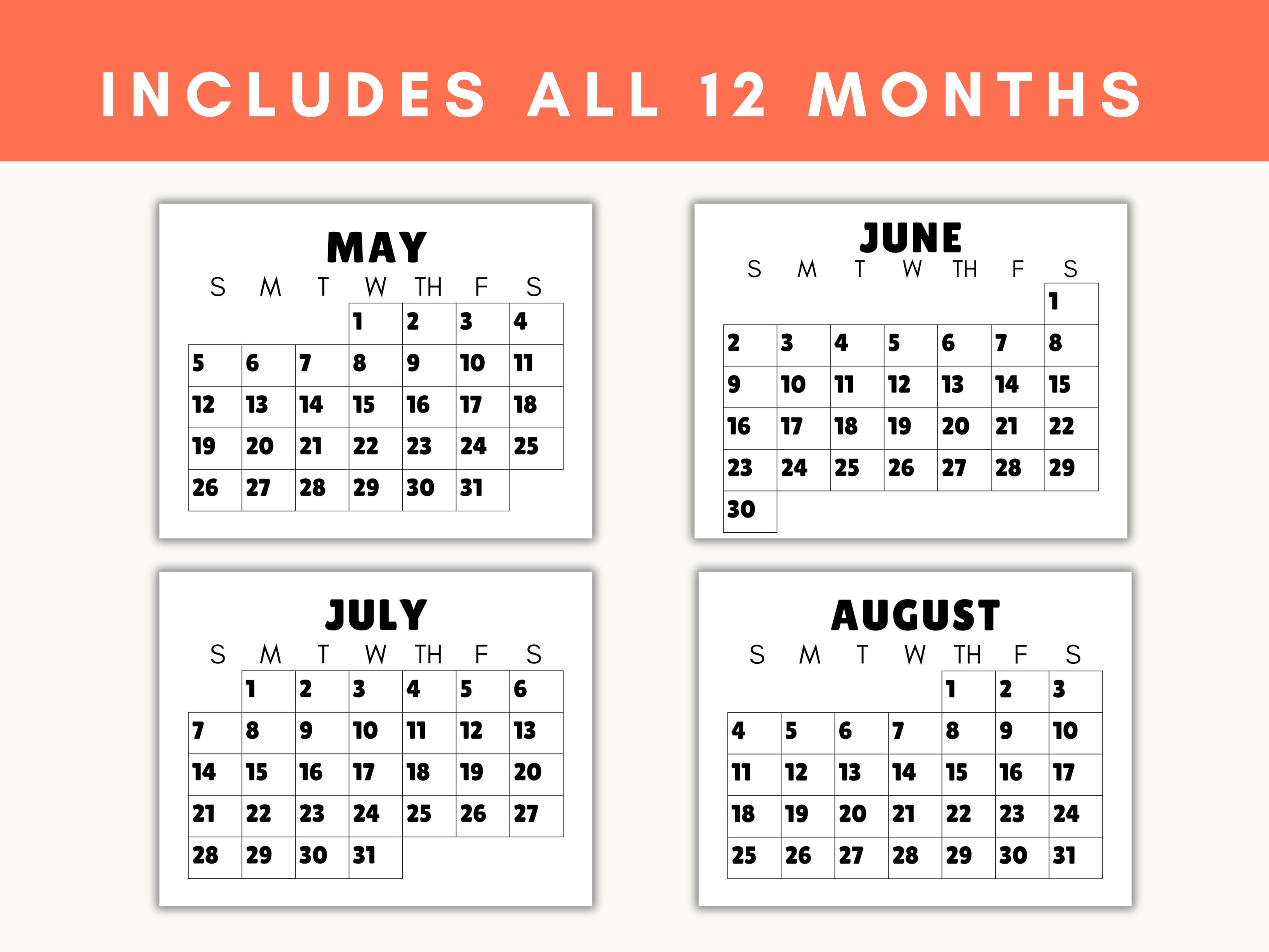 Large Print Monthly Calendar, 2024 Calendar, Senior Citizen