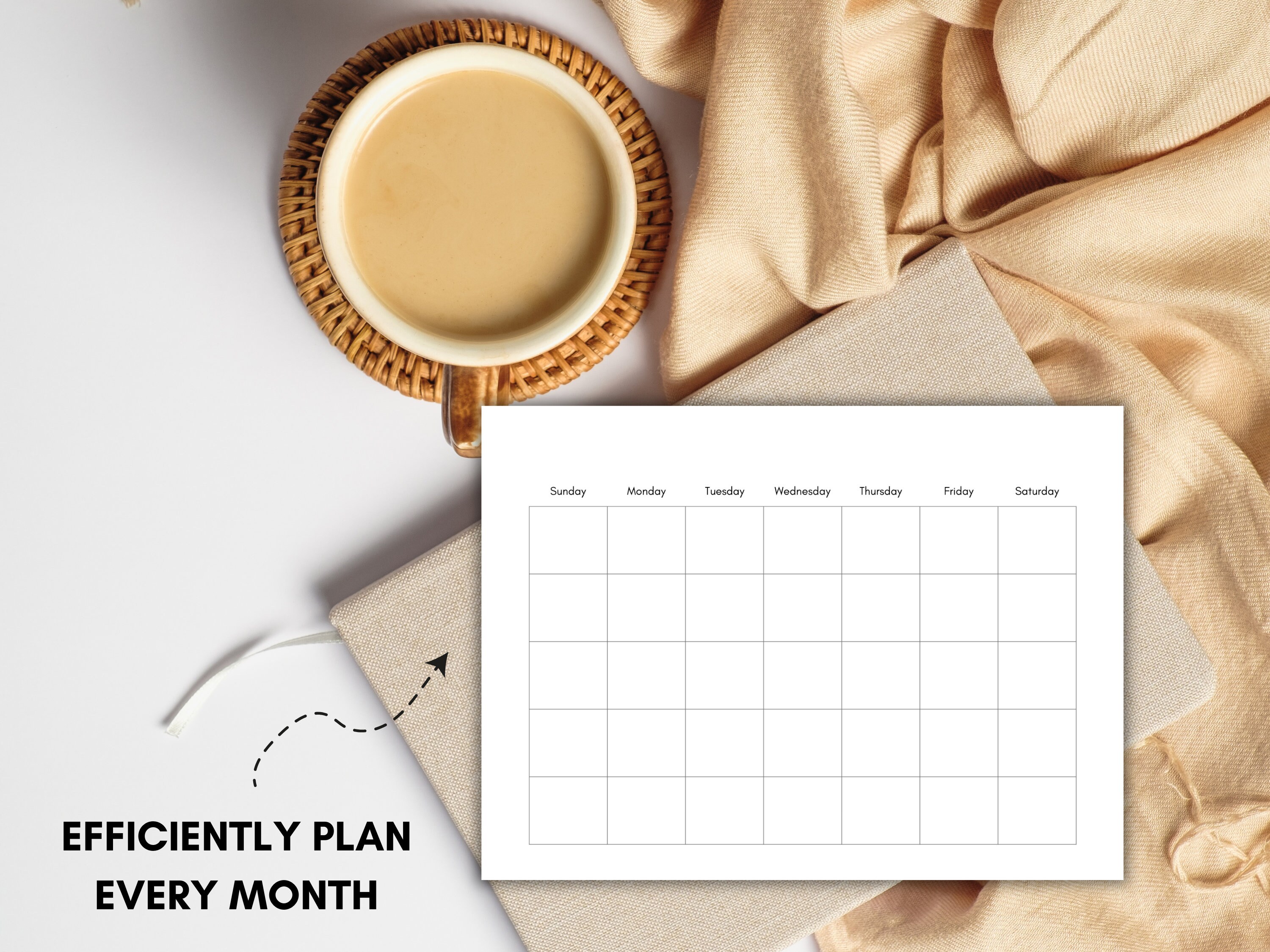 Blank Monthly Calendar Printable, Undated Calendar With Sunday Starts ...
