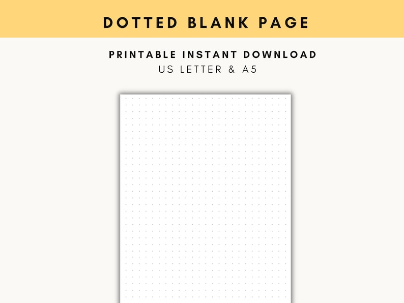 Dotted Ruled Page Printable Dot Grid Pages for Bullet Journal, Dot Grid Paper, Dotted ...