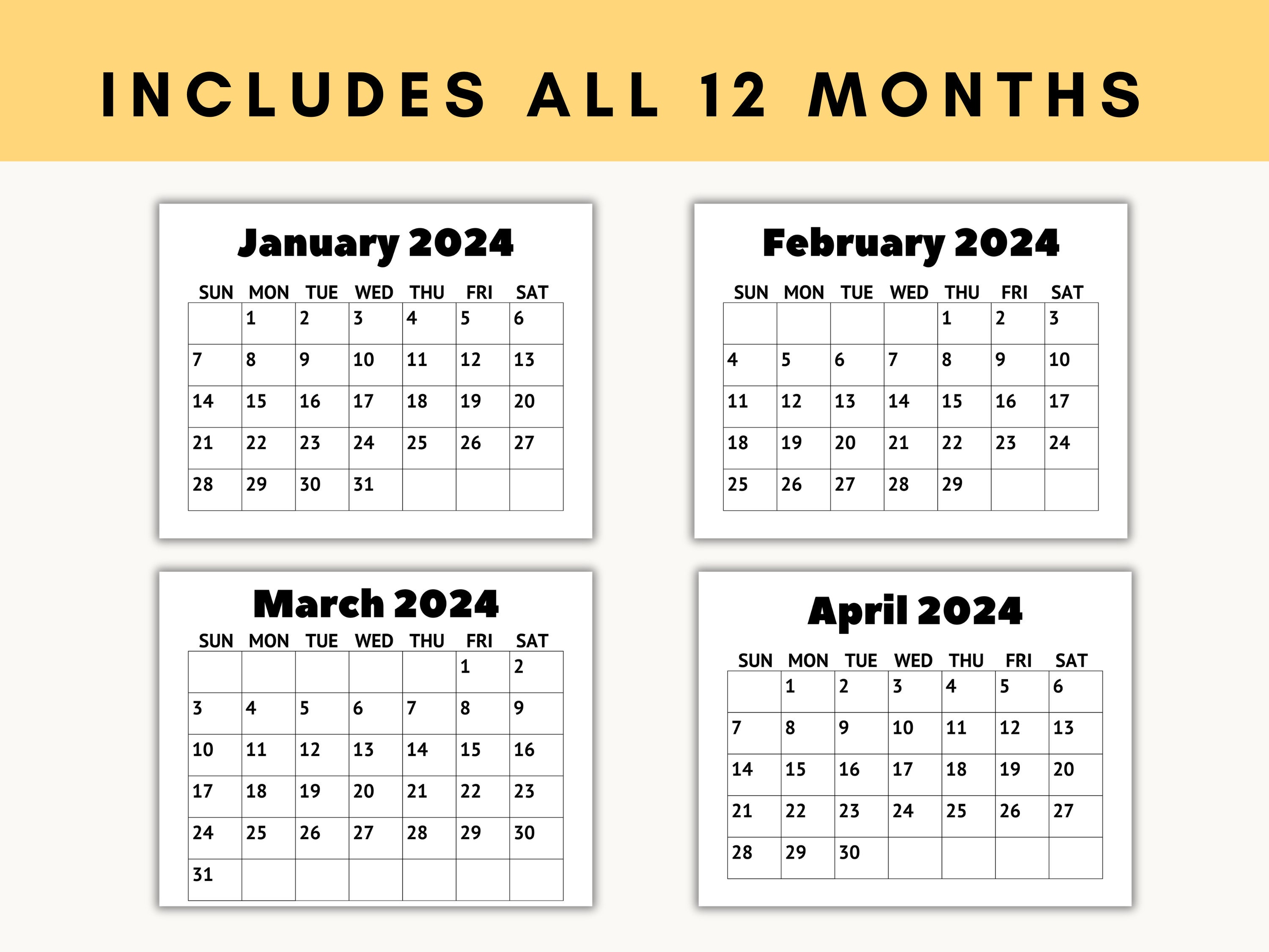 Large Print Calendar, 2024 Monthly Calendar, Calendar for Senior