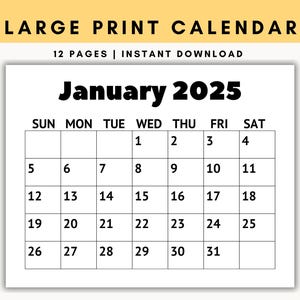 Large Print Calendar, 2024 Monthly Calendar, Calendar for Senior