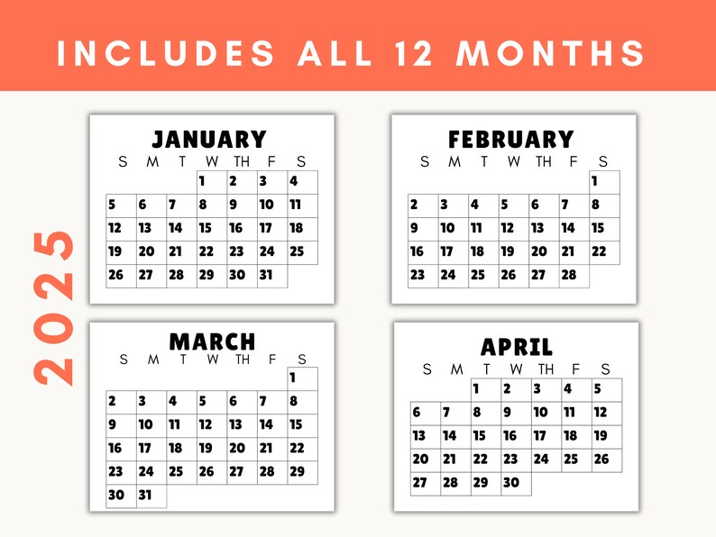 Large Print Monthly Calendar, 2025, Senior Citizen Calendar With Large