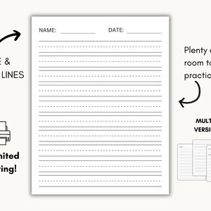 Handwriting Paper Printable, Calligraphy Practice Sheets, Writing ...