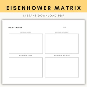 Priority Matrix Printable, Decision Making Template, Eisenhower Matrix, My Priorities Planner, Task Organizer, Weekly To Do List