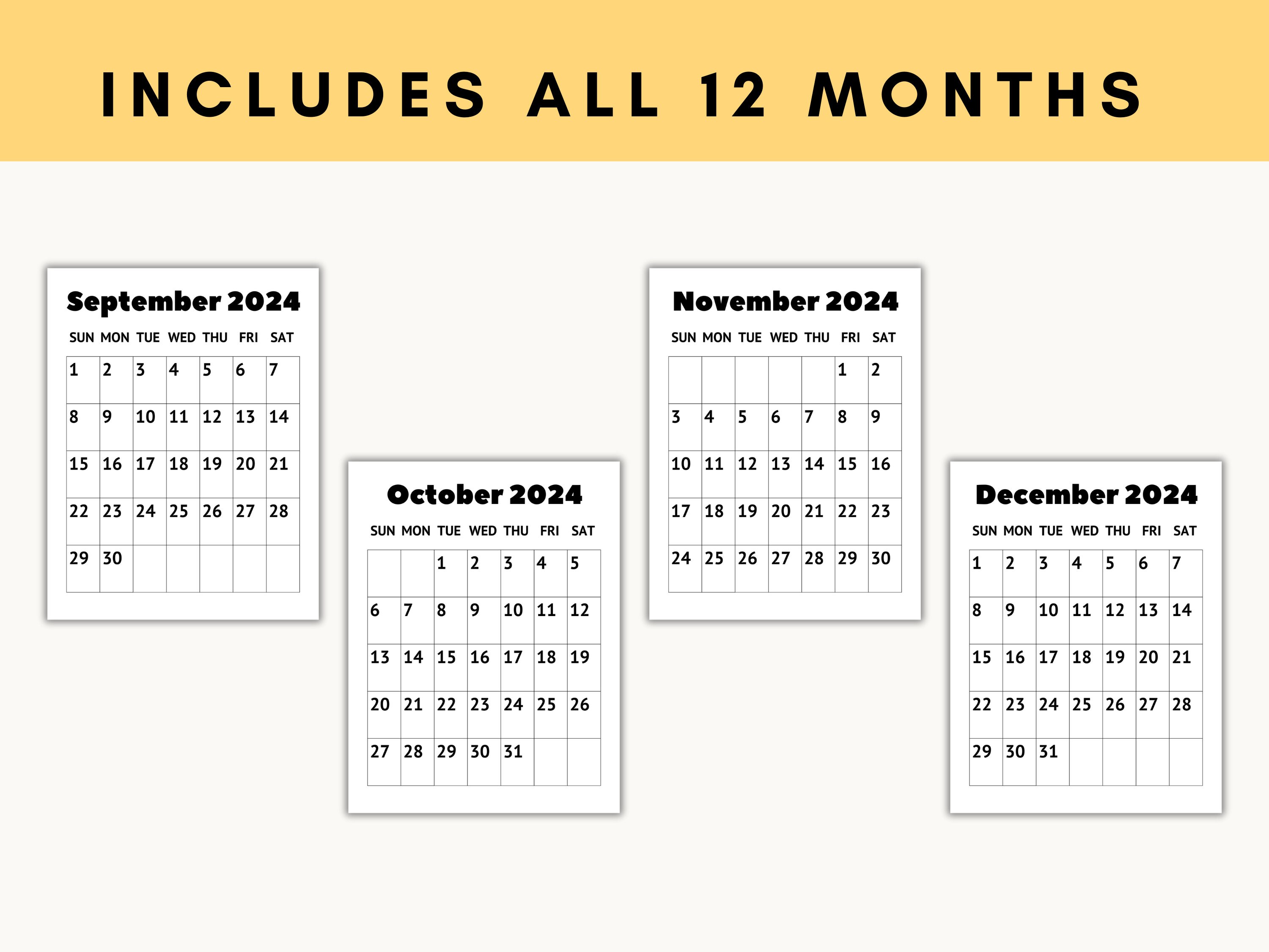 Large Print Calendar, 2024 Monthly Calendar, Calendar for Senior