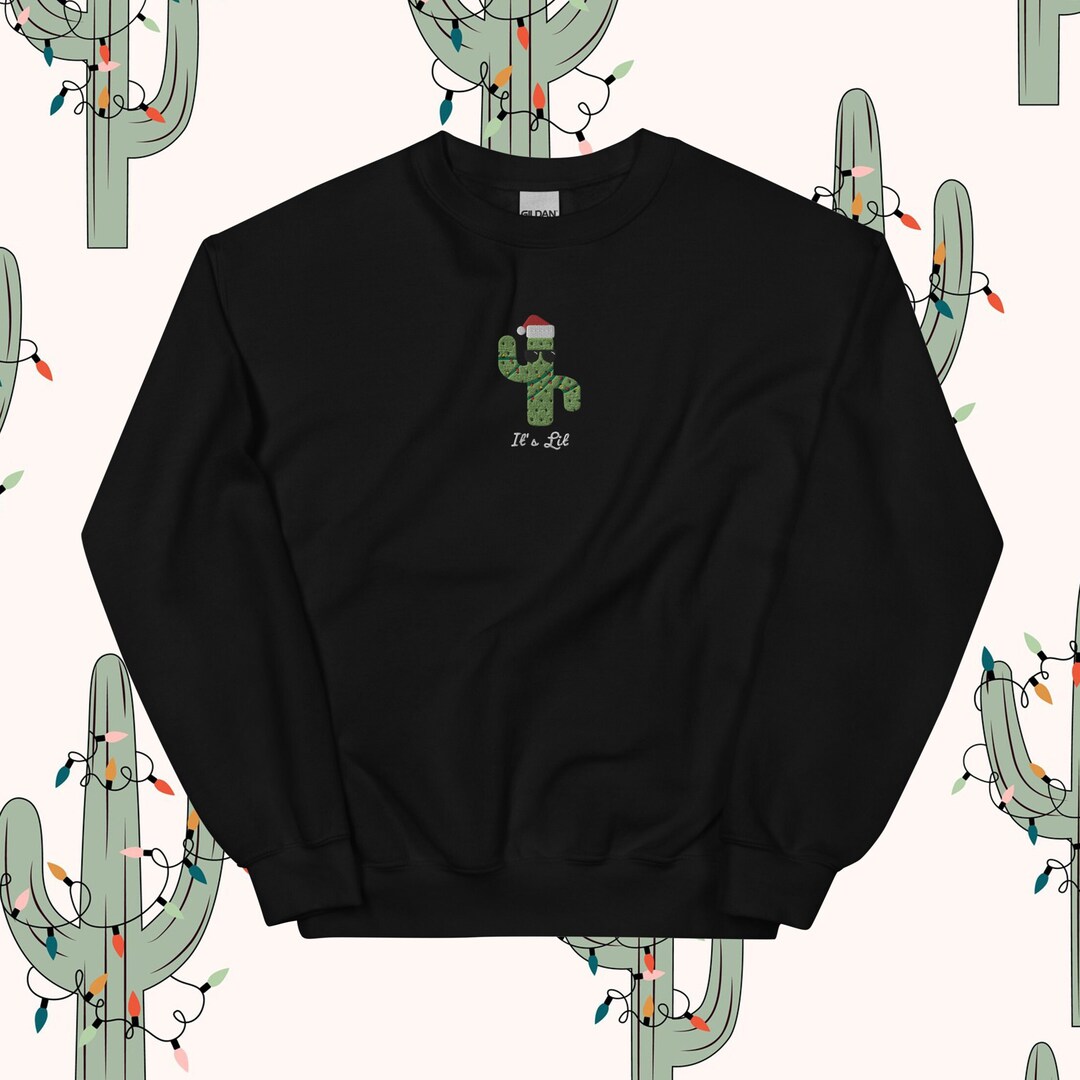Cool Cactus Christmas Sweatshirt Christmas Sweatshirt Embroidered ...