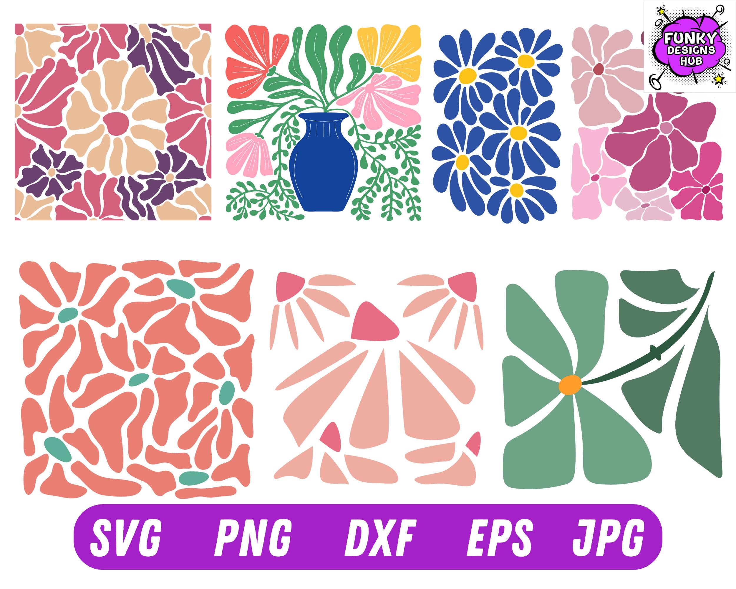 Abstract Flower Svg and Png Bundle, Danish Flower Svg, Retro Flower Svg ...
