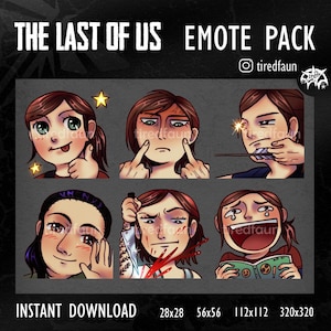 The Last Of Us 2 Emote Sticker Pack / Discord Twitch Youtube Emote Sticker // Ellie Dina Emotes Set Ellie Williams Emotes TLOU Emotes