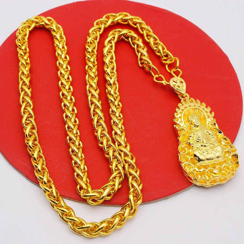 18k Asian Gold Pendant Necklaces L Gold Chain L Gold Dragon Necklace ...