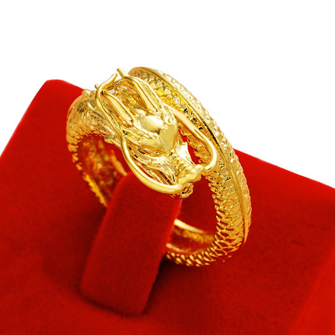 Buy 24k Gold Dragon Statement Ring Adjustable Asian Gold Ring Dragon