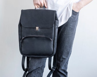 Personalized leather backpack for men, Mens work backpack, Laptop rucksack, Office backpack, Stylish backpack, City backpack, Mens rucksack