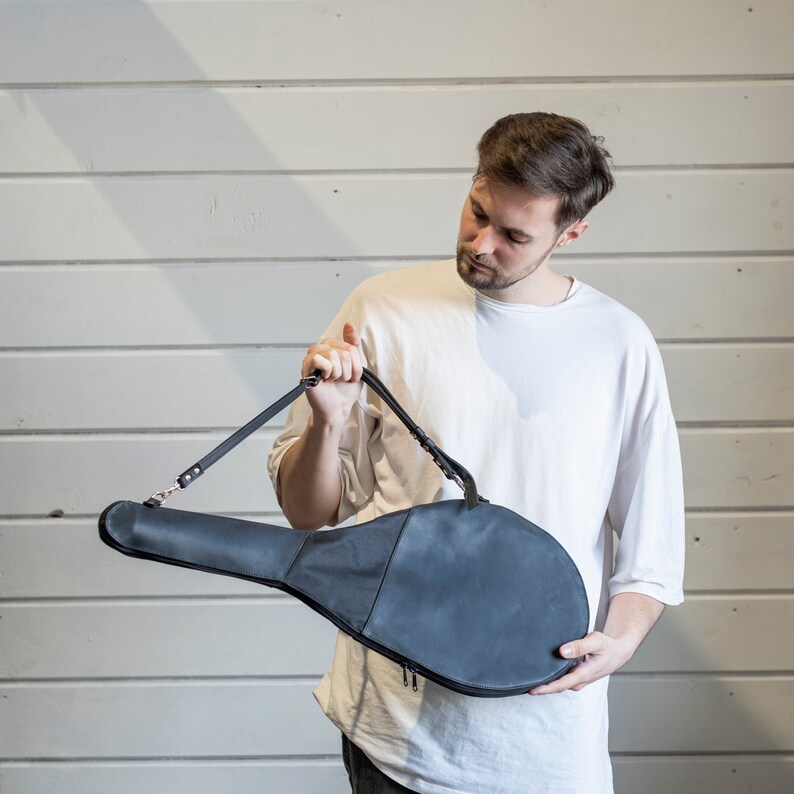 Personalized Leather Tennis Racket Bag, Custom Tennis Racket Cover
