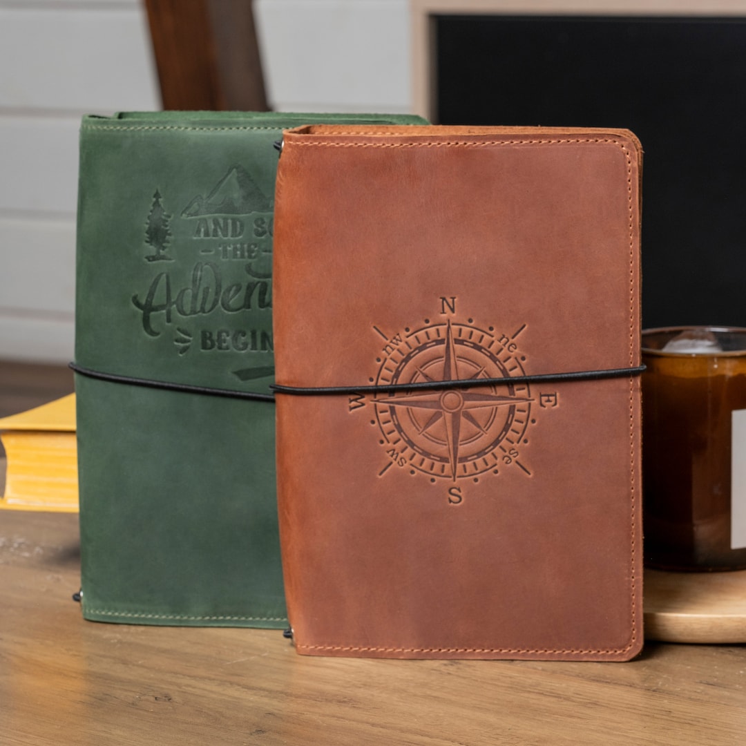 Personalized Leather Journal Cover, Travel Journal Cover, Leather