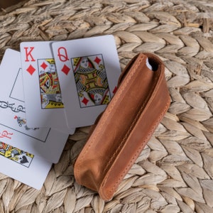 Personalized playing card holder, Leather playing card case, Leather playing card pouch, Playing card storage case, Travel playing card case image 10