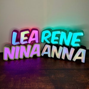 LED Schrift /individuelle Namen/über 100 Lichteffekte/Nachtlichtfunktion/individuelles Geschenk für z.B. Kinder/RGB Leds Bild 2