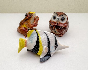 Ceramic Animal Incense Holder: Artisan Fish, Owl, Frog Figurines