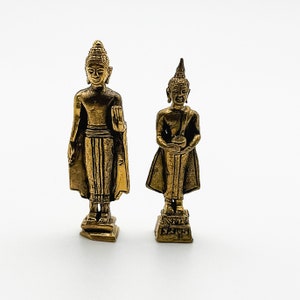 Tiny Standing Buddha Brass Miniature Statue Figurine – Ideal for Spiritual Seekers, Home Decor Enthusiasts & Dollhouse Collectors.