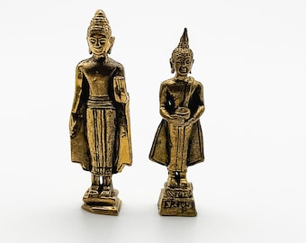 Tiny Standing Buddha Brass Miniature Statue Figurine – Ideal for Spiritual Seekers, Home Decor Enthusiasts & Dollhouse Collectors.