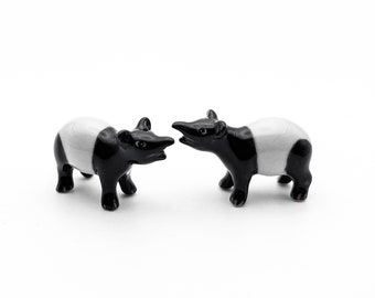 Hand-Painted Ceramic Tapir Figurines: Wildlife Home Decor
