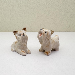 Yorkie Dog Ceramic Figurines – Handmade Miniature Terrier Statues, Cute Animal Decor for Shelves, Gifts for Dog Lovers & Collectors