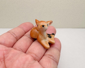 Ceramic Fawn Figurine: Handcrafted Woodland Nursery Decor