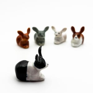 Tiny Ceramic Bunny Figurine | Rabbit Miniature for Collectors and Decor | Unique Handmade Gift for Animal Lovers, Easter, or Birthdays
