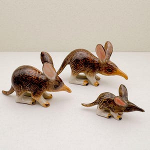 Hand-Painted Ceramic Bilby Figurine Set: Australian Wildlife Collectibles