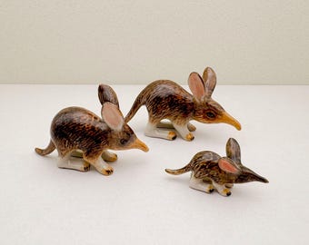 Hand-Painted Ceramic Bilby Figurine Set: Australian Wildlife Collectibles