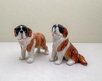 Hand-Painted St. Bernard Ceramic Figurines: Home Decor Accents