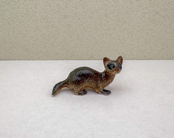 Handmade Miniature Ceramic Ferret Figurine: Rustic Home Decor