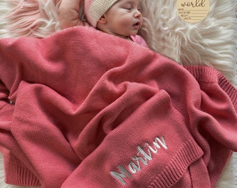 Coperta per bambini, Nome personalizzato, Coperta per passeggino, Regalo per neonato, Regalo per neonato, Regalo per neonato, Regalo per baby shower, Maglia di cotone morbida e traspirante