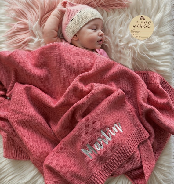 Baby Blanket Personalized Name Stroller Blanket Newborn Gift Baby Gift Newborn Baby Gift Baby Shower Gift Soft Breathable Cotton Knit Etsy