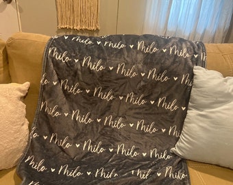 Personalisierte Namensdecke für Ihren Sohn / Enkel, benutzerdefinierte Namensbabydecken für Mädchen, Kinderdecke, individuelles Geschenk, Jugenddecke, Erwachsenendecke