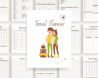 Pianificatore di viaggio stampabile/pianificatore di viaggio/itinerario di viaggio/pianificatore di vacanze/organizzatore di viaggio/budget di viaggio/lista di controllo di viaggio