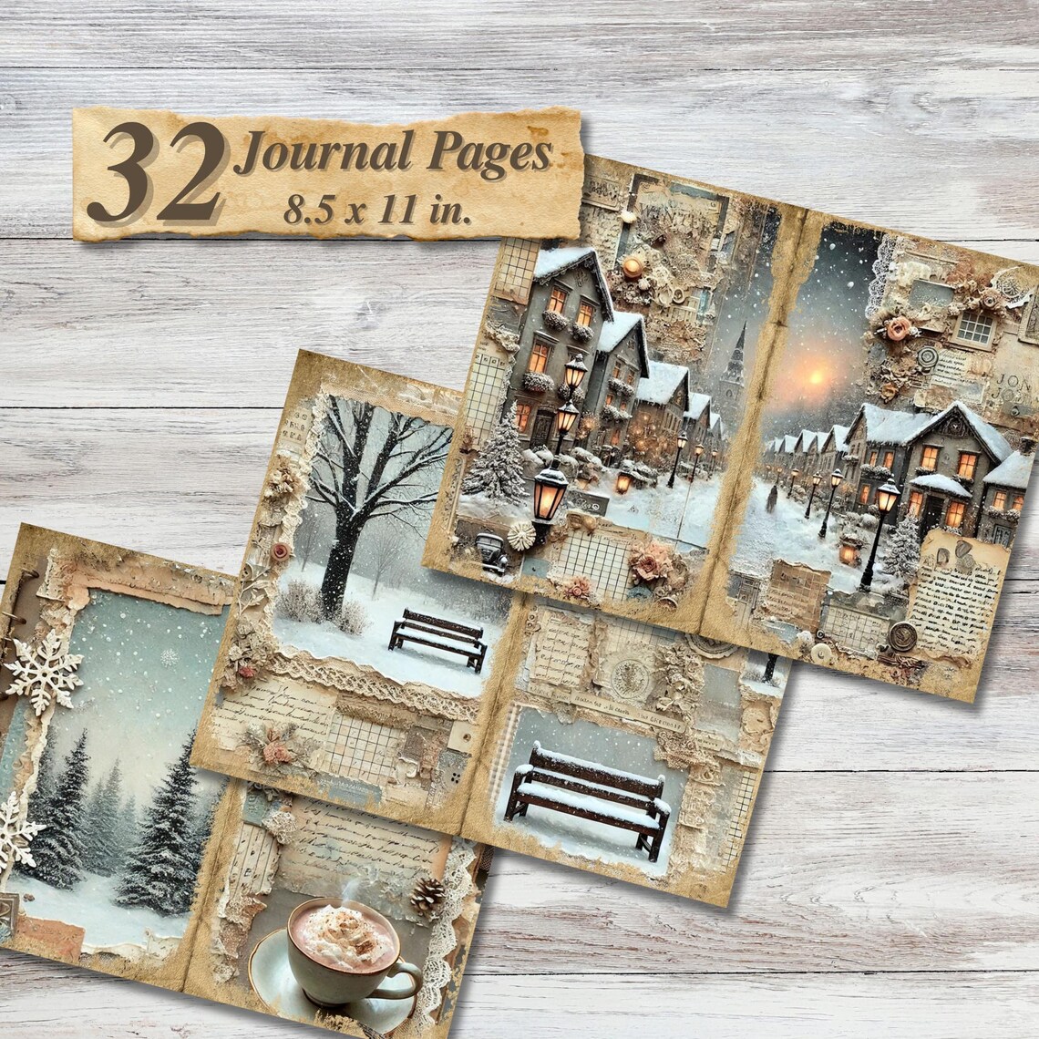 Cozy Winter Junk Journal Kit Printable : Scrapbooking Winter Digital ...