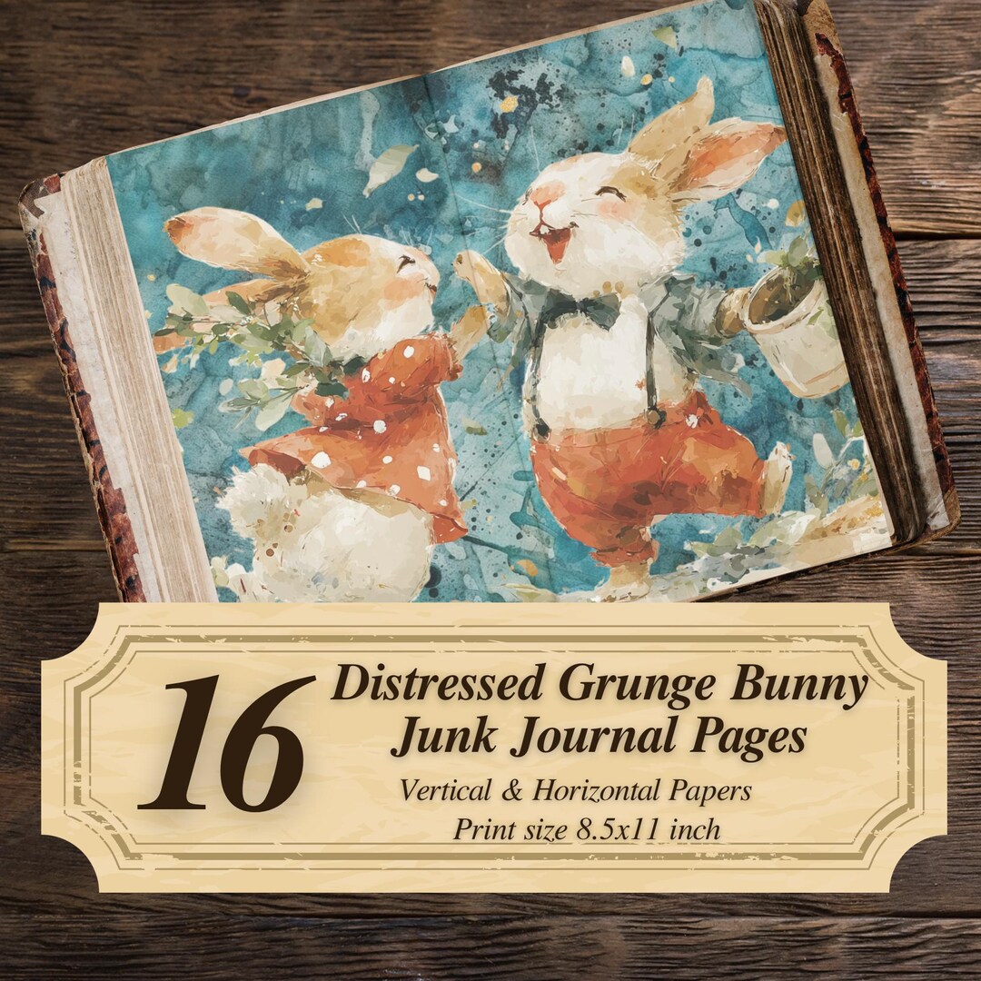 Distressed Grunge Junk Journal Pages Printable : Vintage Easter Bunny ...