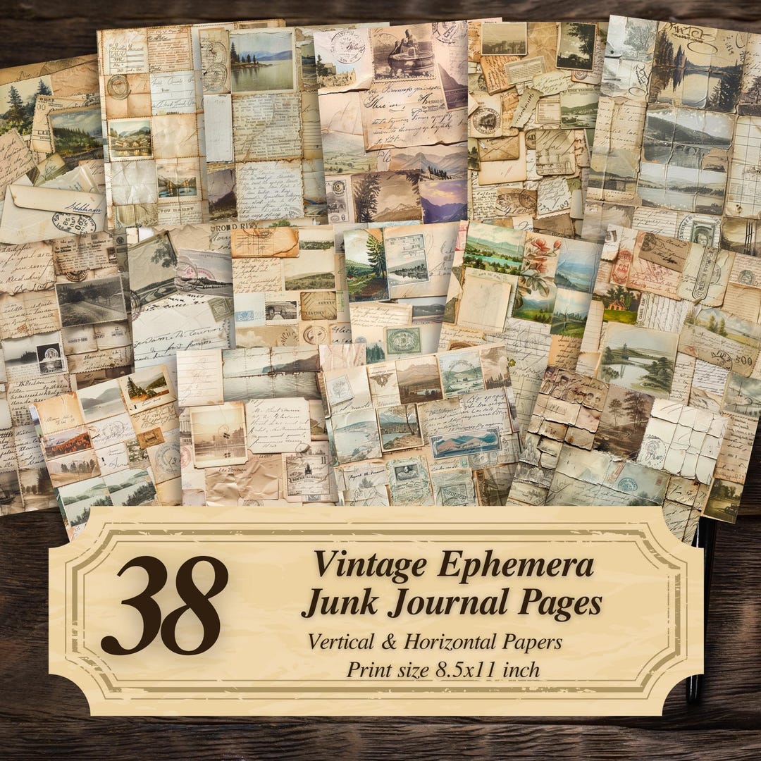 Vintage Ephemera Junk Journal Pages Printable : Collage Digital PDF ...