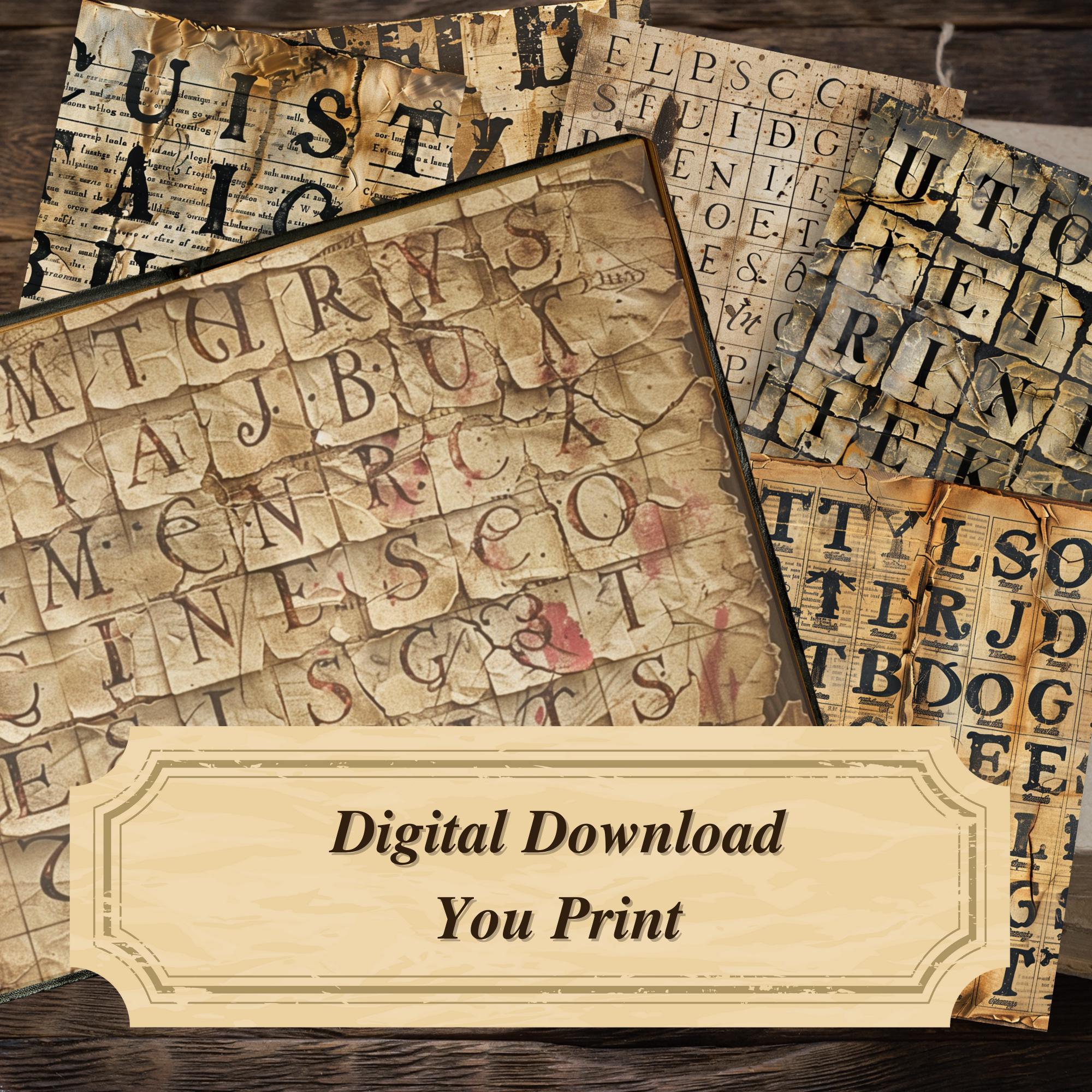 Vintage Junk Journal Pages Printable : Typography Distressed Grunge ...
