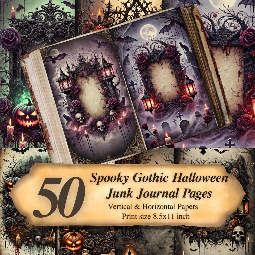 Gothic Halloween Junk Journal Pages: Spooky Ephemera Kit (digital ...