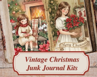 Vintage Christmas Junk Journal Kit Printable : Printable December Daily (Digital Download)