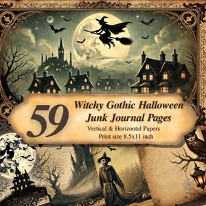 Gothic Halloween Junk Journal Pages: Witchy Ephemera Kit (Digital Download)