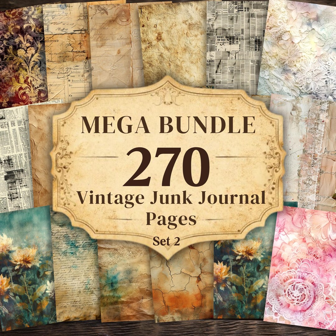 Mega Bundle Vintage Junk Journal Pages Printable Ephemera Kits (PDF ...